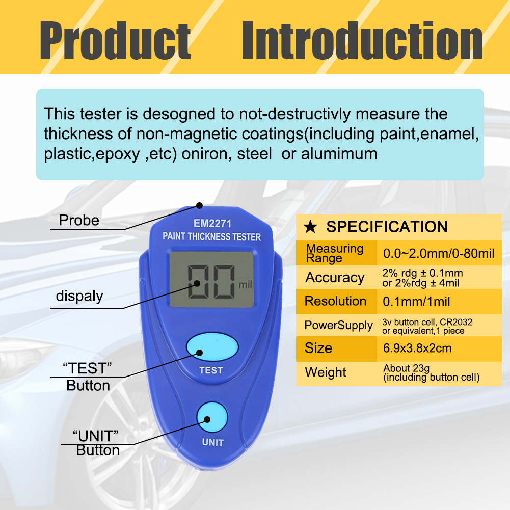 Paint GM200/EM2271 Coating Thi - Paint Thickness Gauge review and price